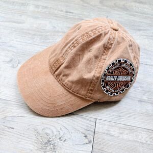 Harley-Davidson Vintage Tan Distressed Baseball Cap Embroidered Dad Hat